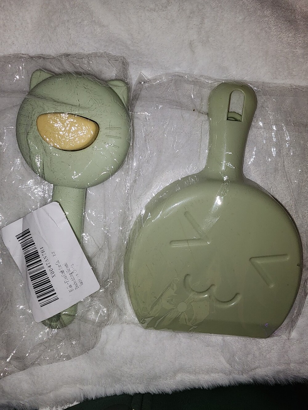 3pc Set Green Cat-Shaped Pet Grooming Brush Set For Cat